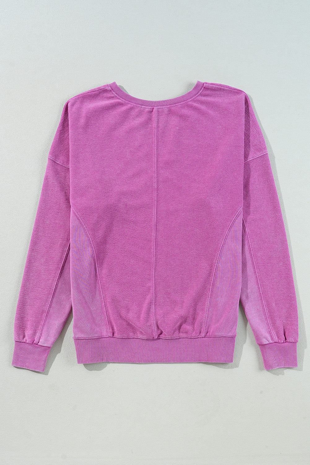 Solid Notched Neck Drop Shoulder Sweatshirt