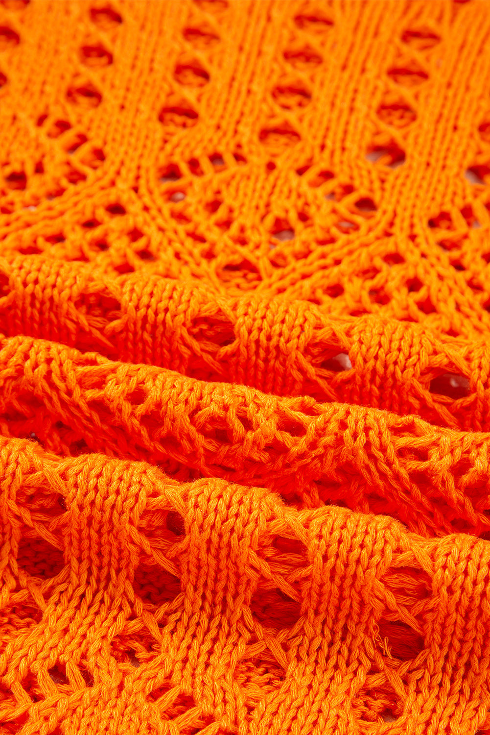 Solid Open Crochet Scallop Edge Sweater