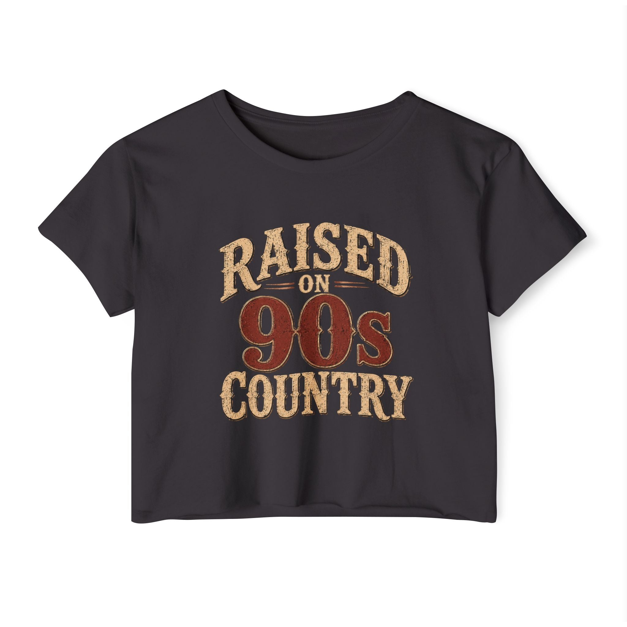 Raised on 90s Country Crop Top — Women's Festival Graphic Tee