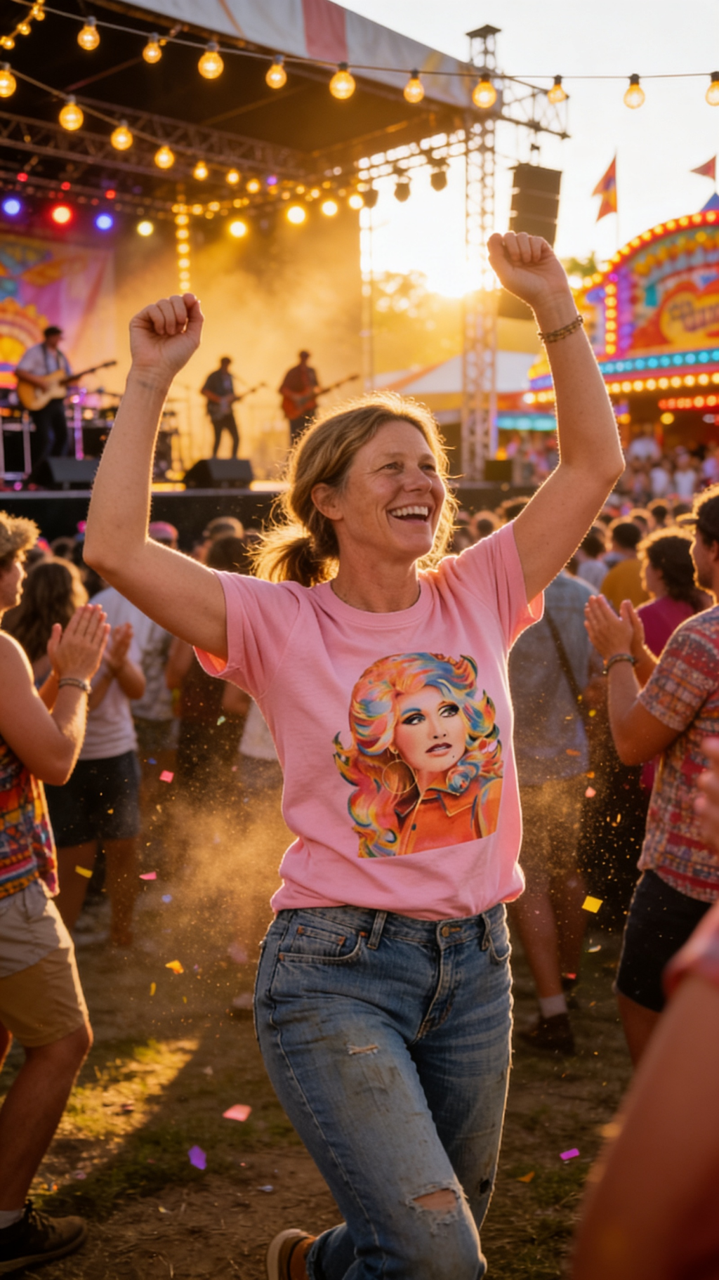1/2 Penny "Dolly" Country Queen Western Graphic Tee — Vibrant Pop-Art Style on Petal Pink Cotton-Poly - Rooted & Reckless Co.