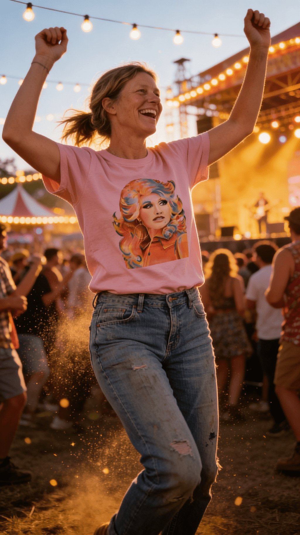 1/2 Penny "Dolly" Country Queen Western Graphic Tee — Vibrant Pop-Art Style on Petal Pink Cotton-Poly - Rooted & Reckless Co.