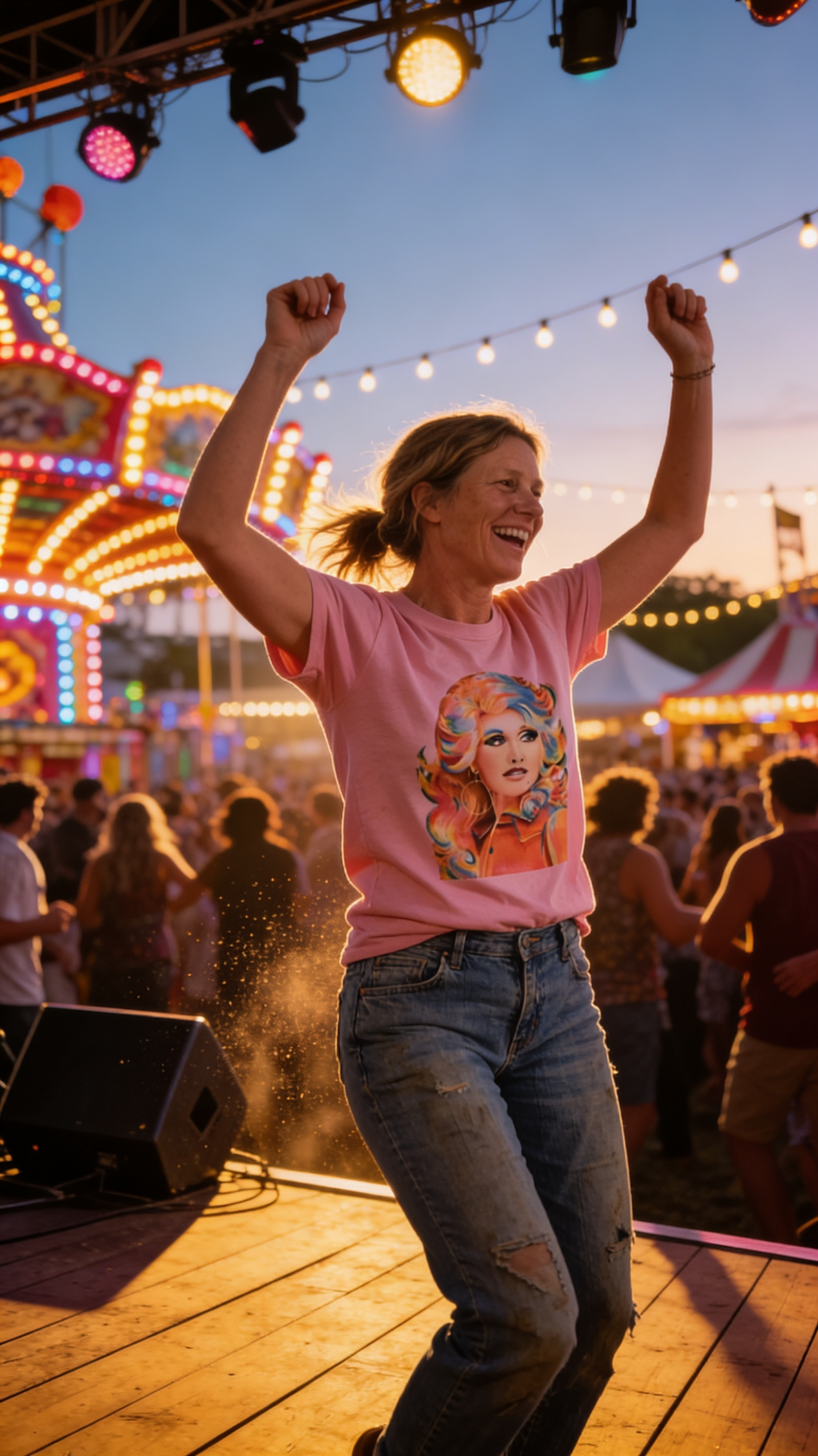 1/2 Penny "Dolly" Country Queen Western Graphic Tee — Vibrant Pop-Art Style on Petal Pink Cotton-Poly - Rooted & Reckless Co.