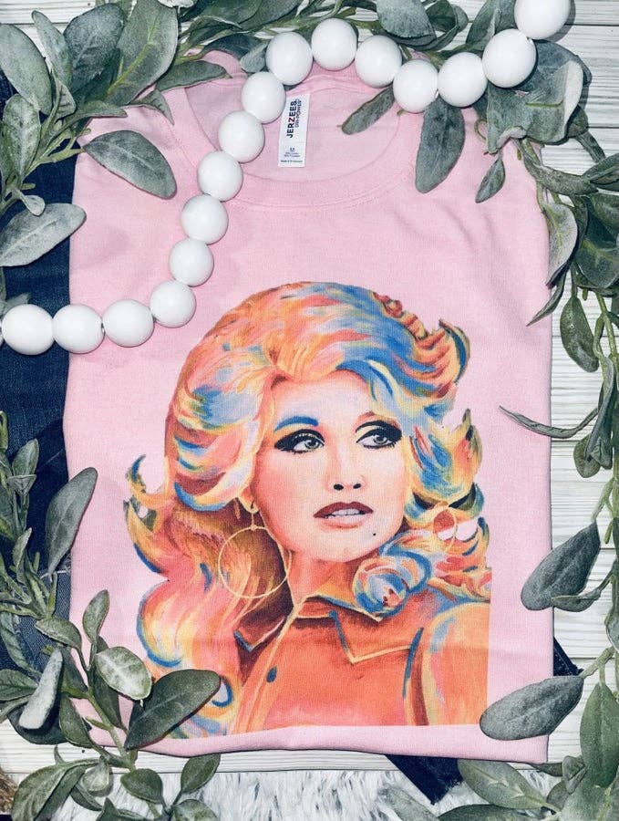 1/2 Penny "Dolly" Country Queen Western Graphic Tee — Vibrant Pop-Art Style on Petal Pink Cotton-Poly - Rooted & Reckless Co.