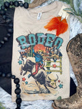 1/2 Penny "Vintage Rodeo Bull Rider" Western Graphic Tee — Sand Cotton-Blend Unisex Western Statement - Rooted & Reckless Co.