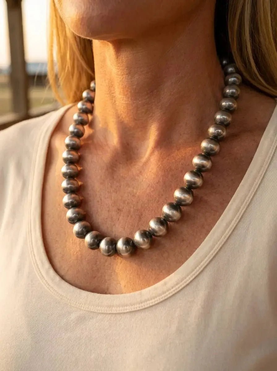 12mm Sterling Pearl Necklace — 20 inch - Rooted & Reckless Co.