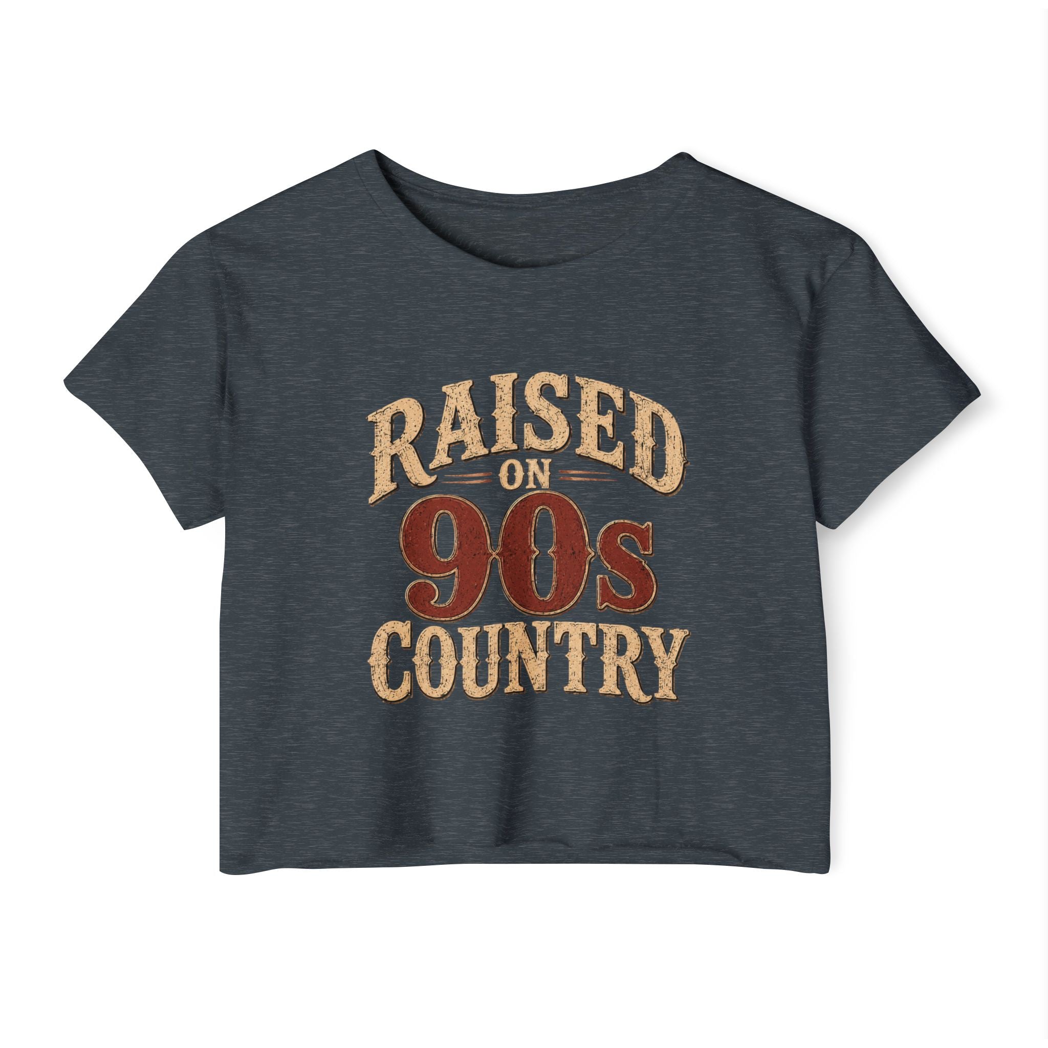 Raised on 90s Country Crop Top — Women's Festival Graphic Tee