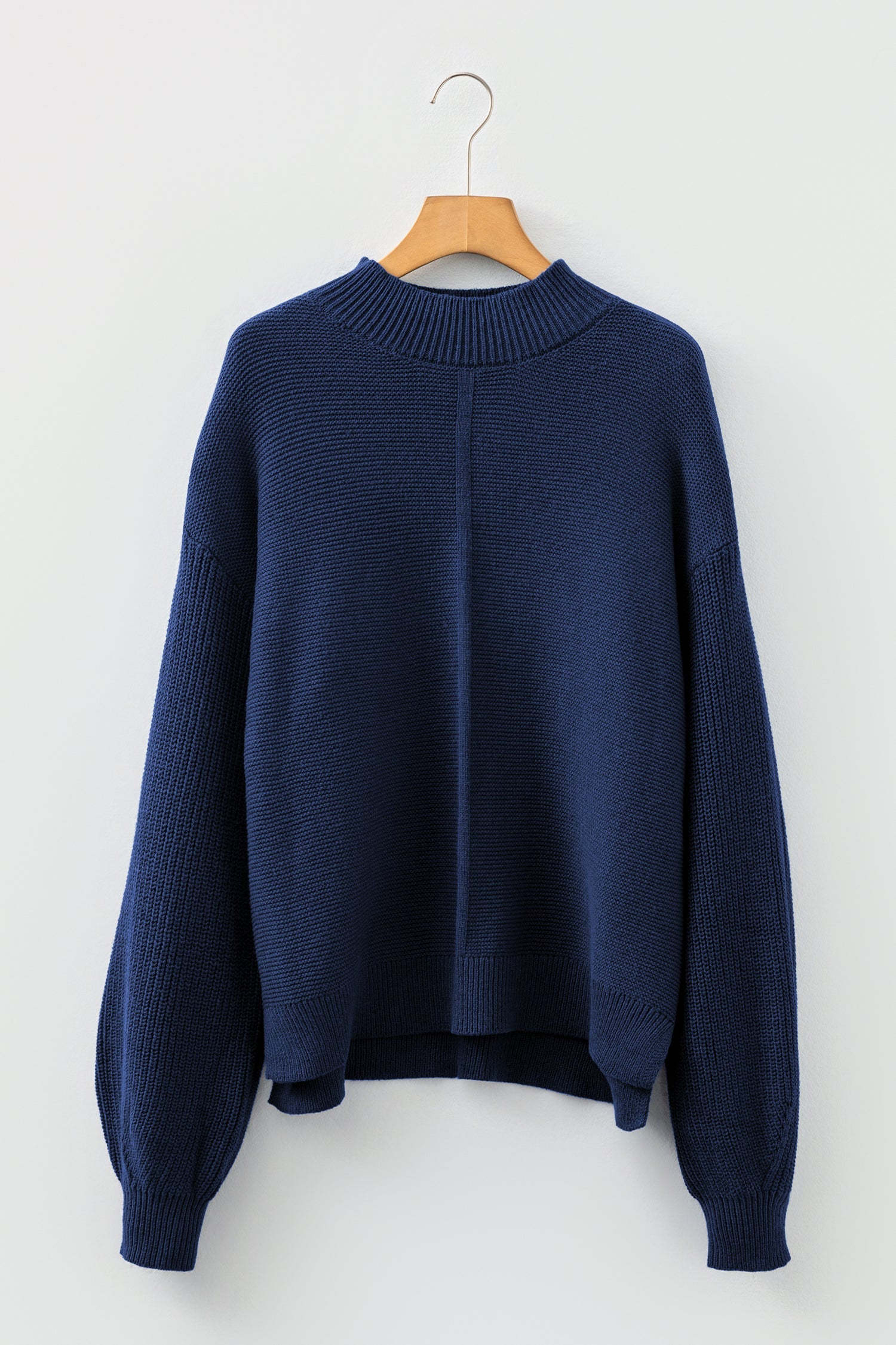 Solid Front Seam Drop Shoulder Sweater
