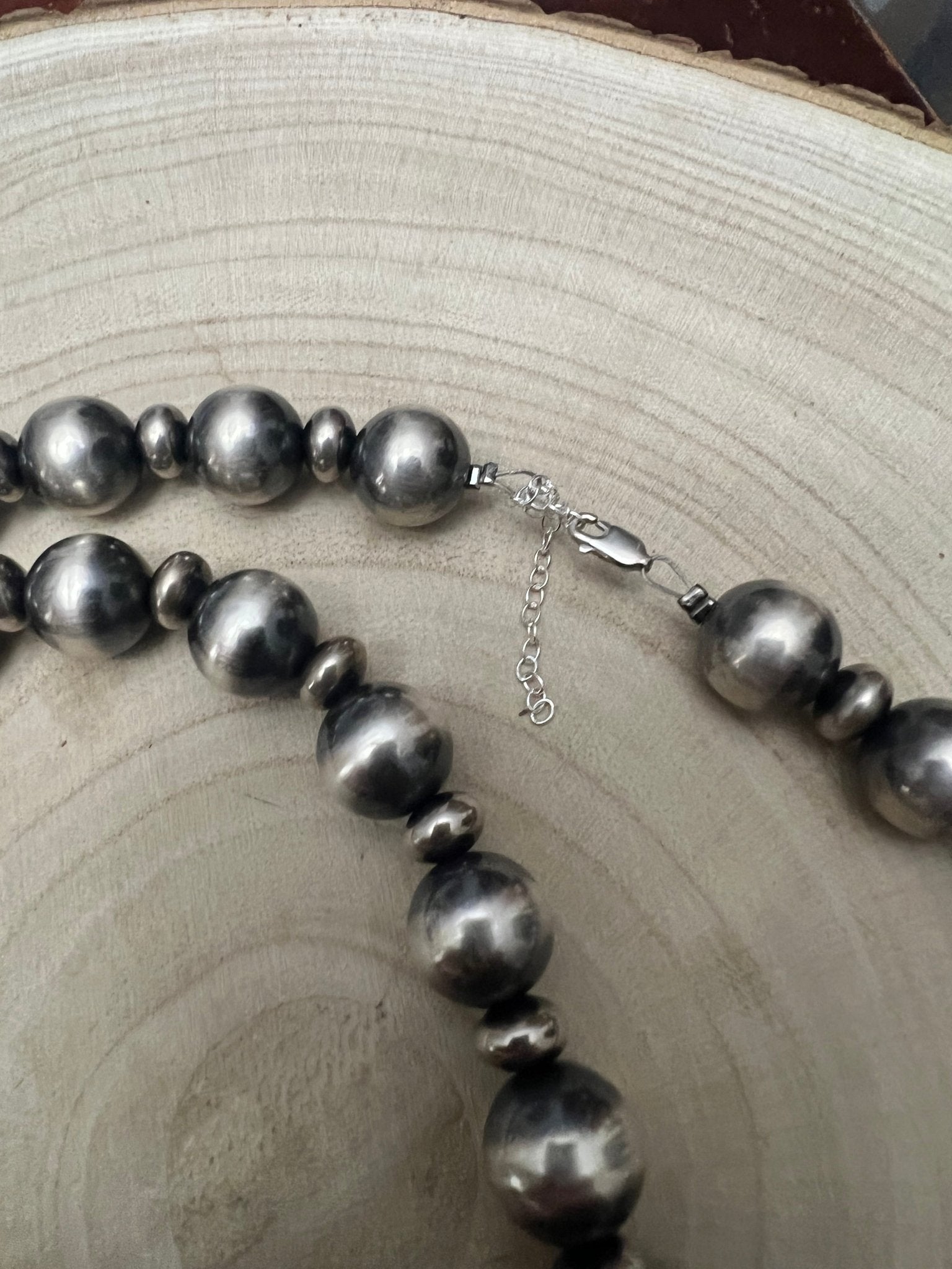 14mm & 10mm Saucer Sterling Pearl Statement Necklace — 35 inch - Rooted & Reckless Co.