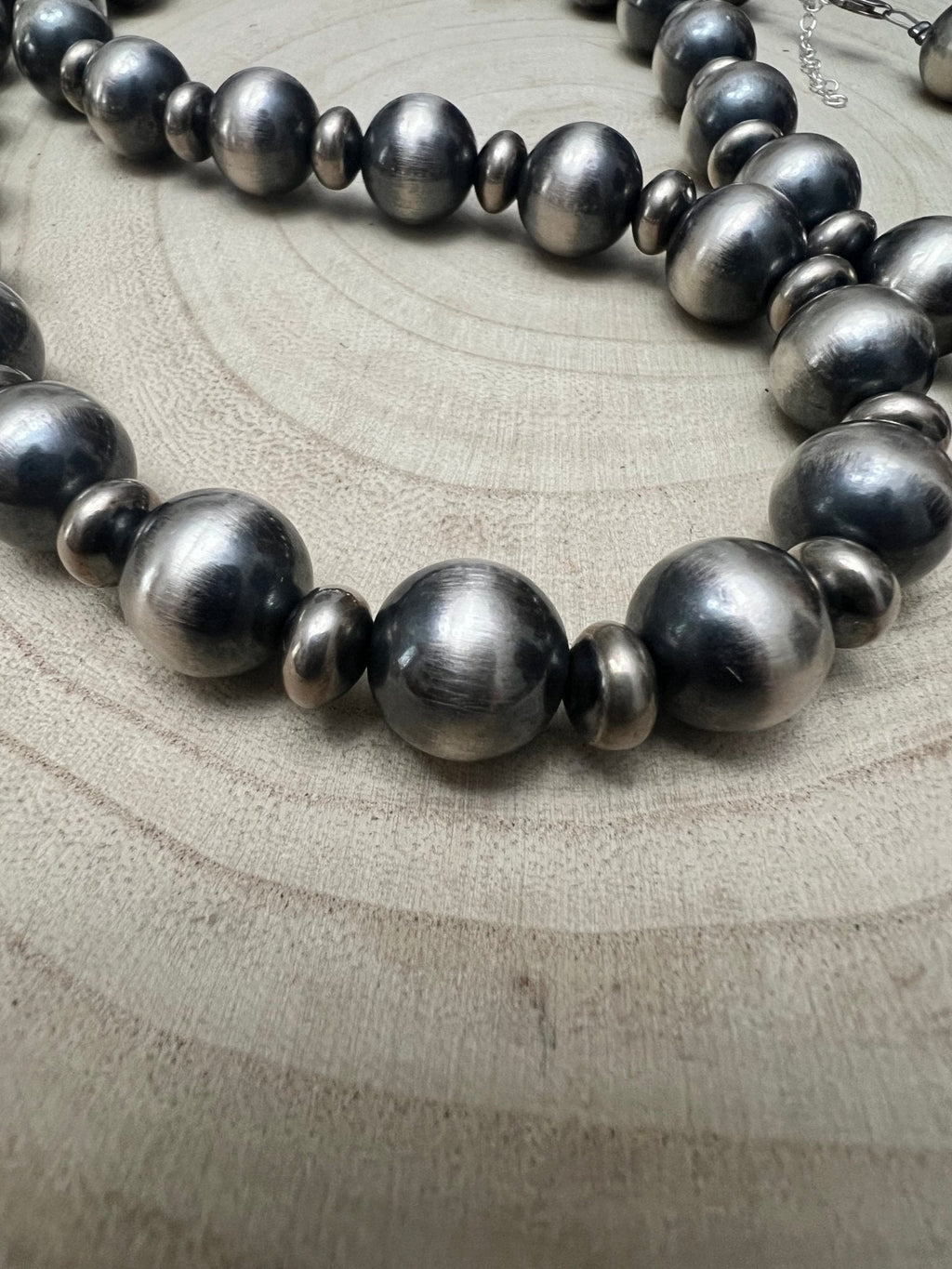 14mm & 10mm Saucer Sterling Pearl Statement Necklace — 35 inch - Rooted & Reckless Co.