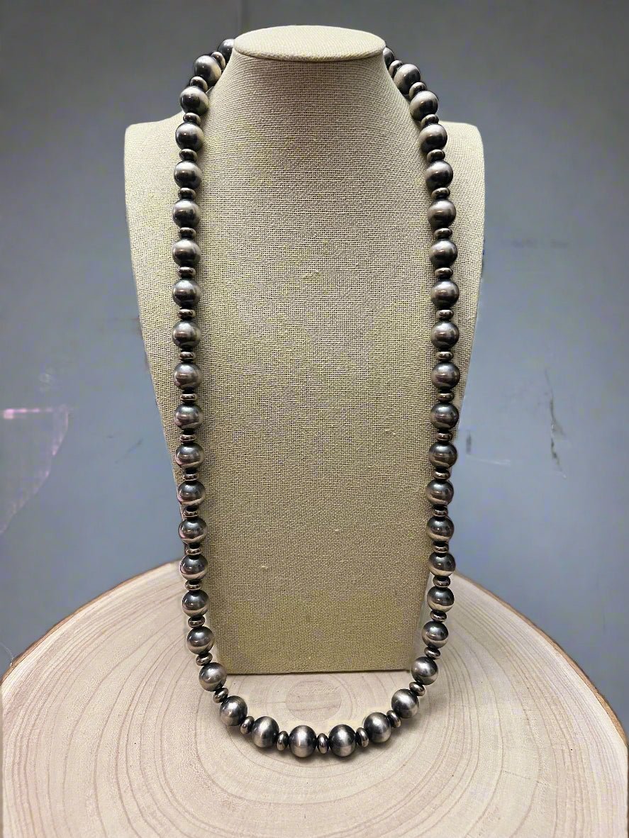 14mm & 10mm Saucer Sterling Pearl Statement Necklace — 35 inch - Rooted & Reckless Co.