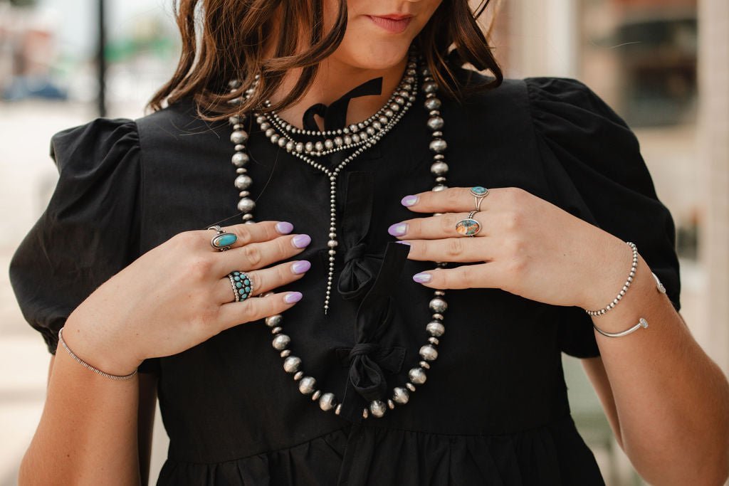 14mm & 10mm Saucer Sterling Pearl Statement Necklace — 35 inch - Rooted & Reckless Co.
