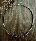 17.5” Graduated Sterling Pearl Necklace with Lapis Beads - Rooted & Reckless Co.