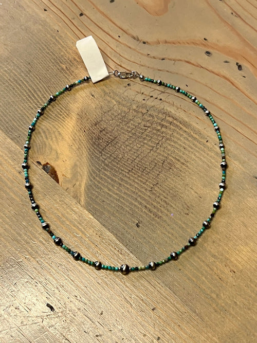 18” Sterling Pearl and African Turquoise Necklace - Rooted & Reckless Co.