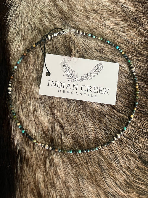 18” Turquoise Ombré and Sterling Pearl Necklace - Rooted & Reckless Co.