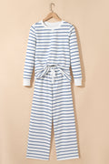 Stripe Long Sleeve Top and Drawstring Pants Set
