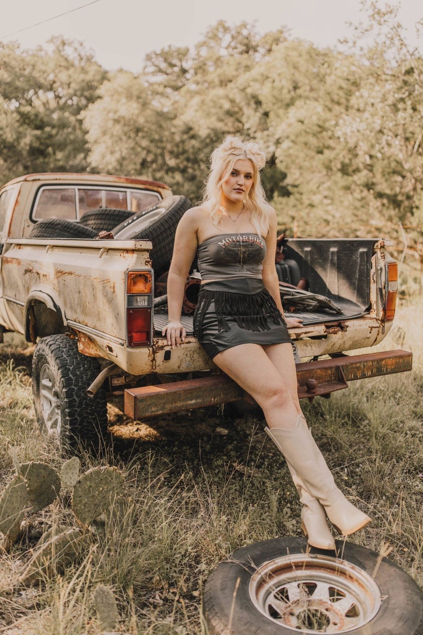 2 Fly Co "Round Up" Fringed Vegan Leather Western Skort — Honky Tonk Ready (Large available) - Rooted & Reckless Co.