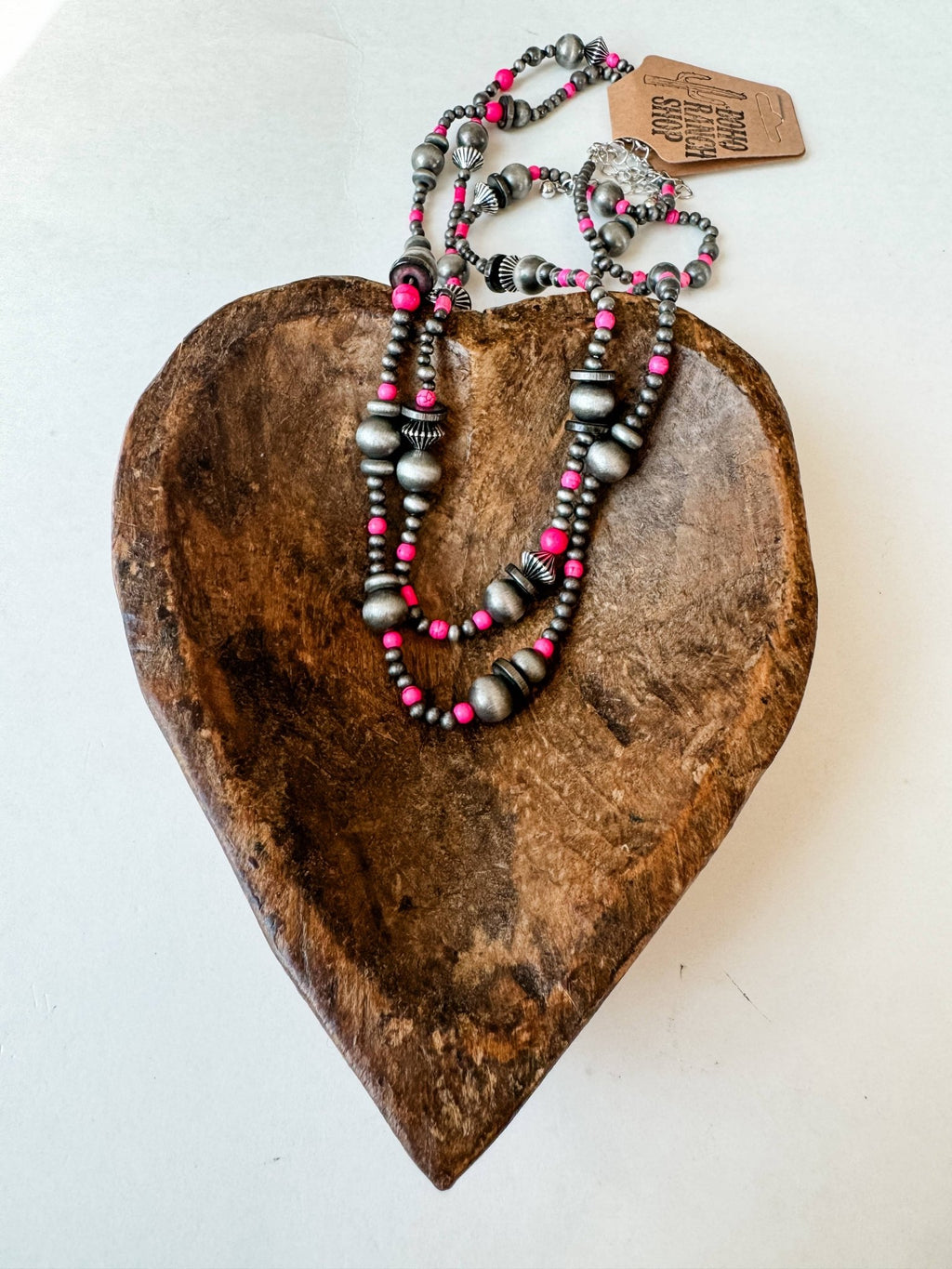 2 Layered Navajo Style Pearl and Bead Necklace - Rooted & Reckless Co.