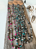 2 Layered Navajo Style Pearl and Bead Necklace - Rooted & Reckless Co.