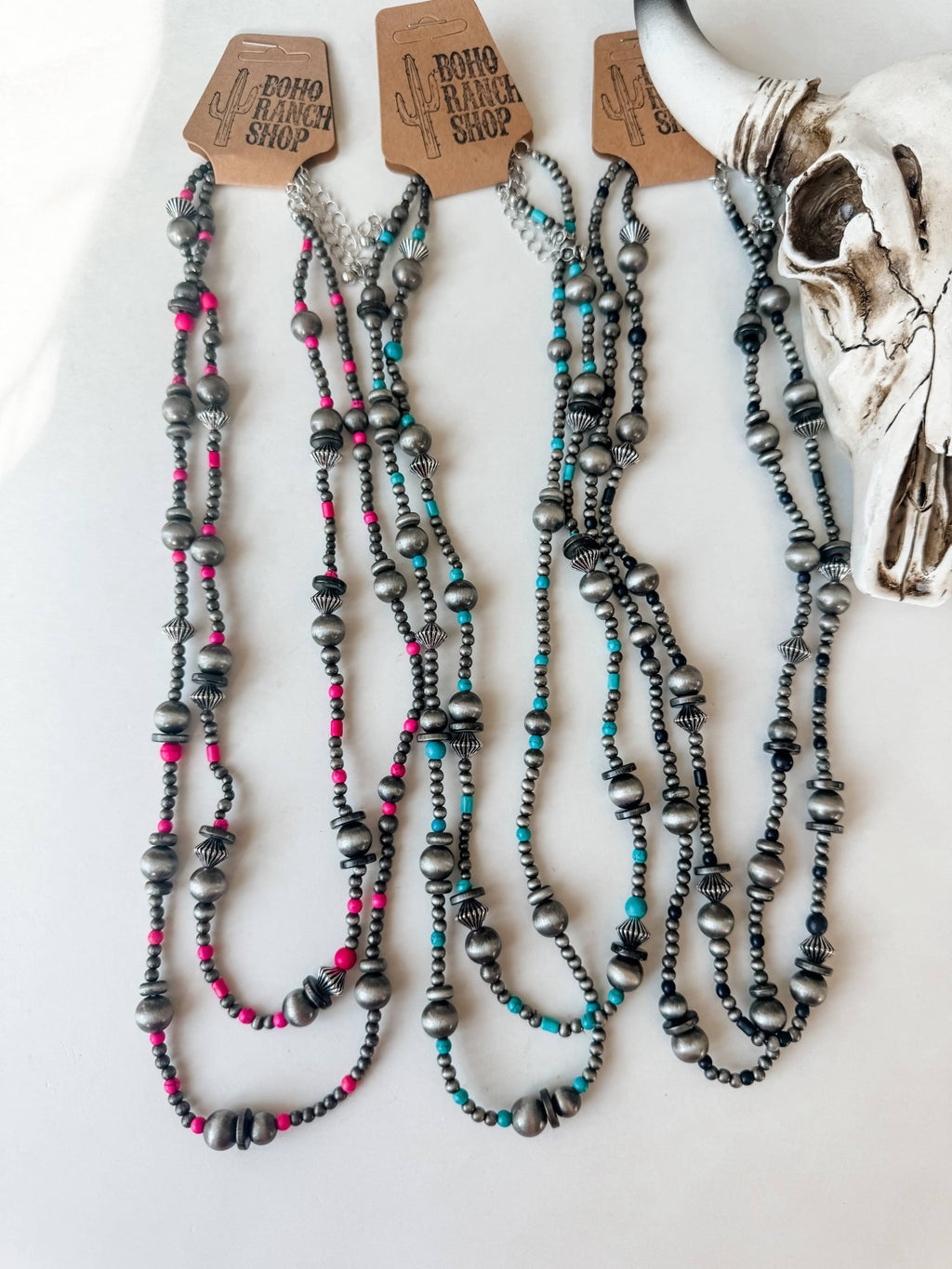 2 Layered Navajo Style Pearl and Bead Necklace - Rooted & Reckless Co.