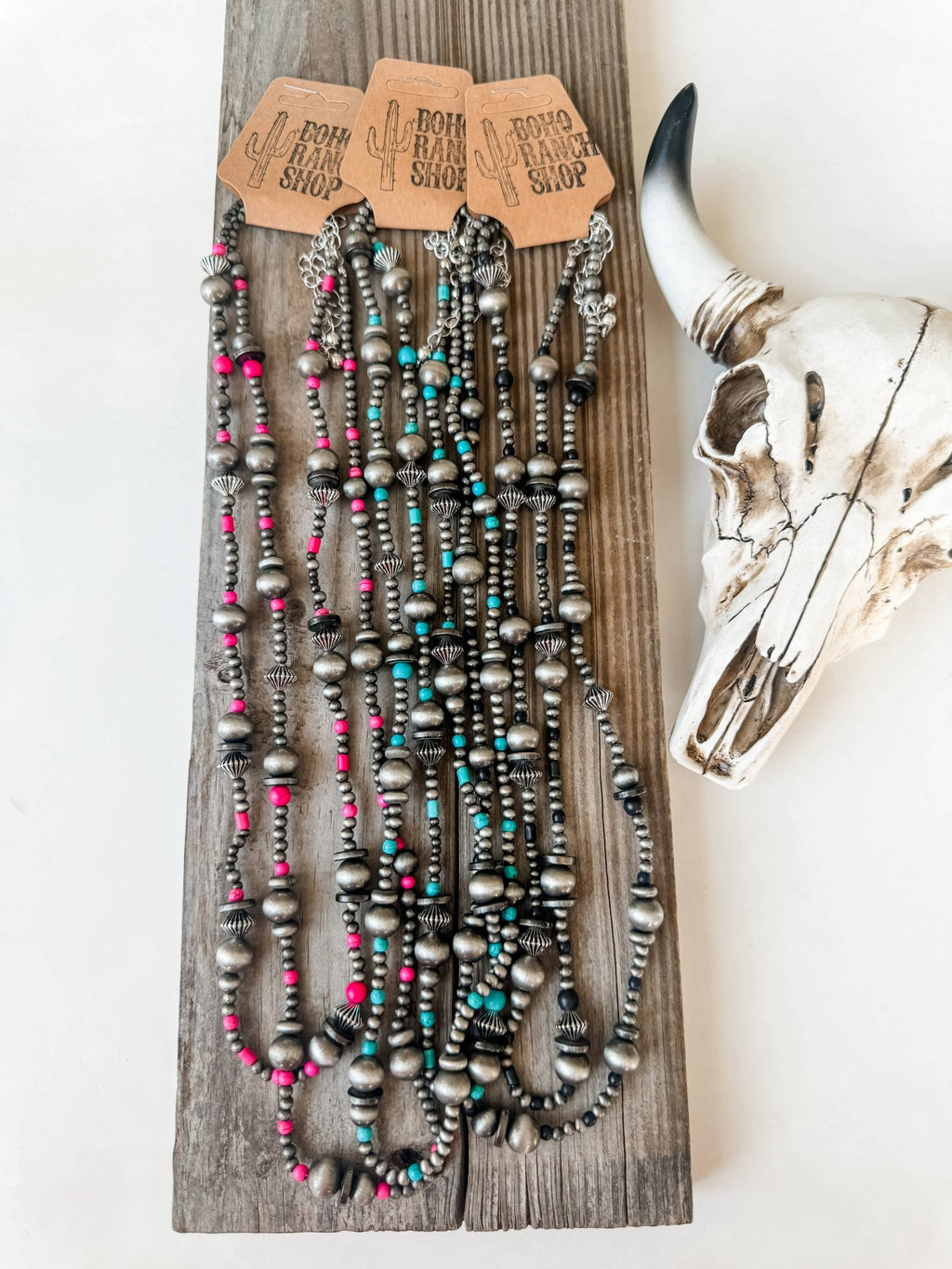 2 Layered Navajo Style Pearl and Bead Necklace - Rooted & Reckless Co.