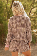 Checker Long Sleeve Pullover and Shorts Set
