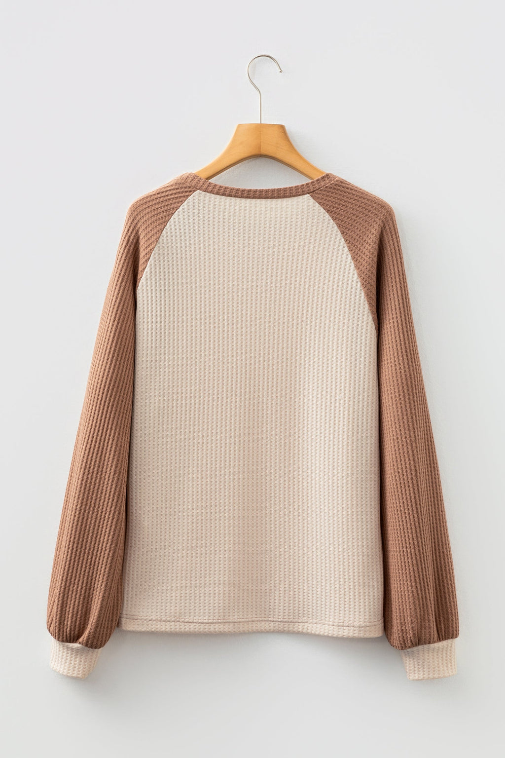 Colorblock Waffle Knit Raglan Sleeve Top