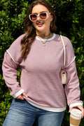 Plus Size Contrast Trim Drop Shoulder Top