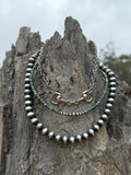 3-pc Sterling Silver Turquoise Heishi & Snaffle Bit Necklace Stack - Rooted & Reckless Co.