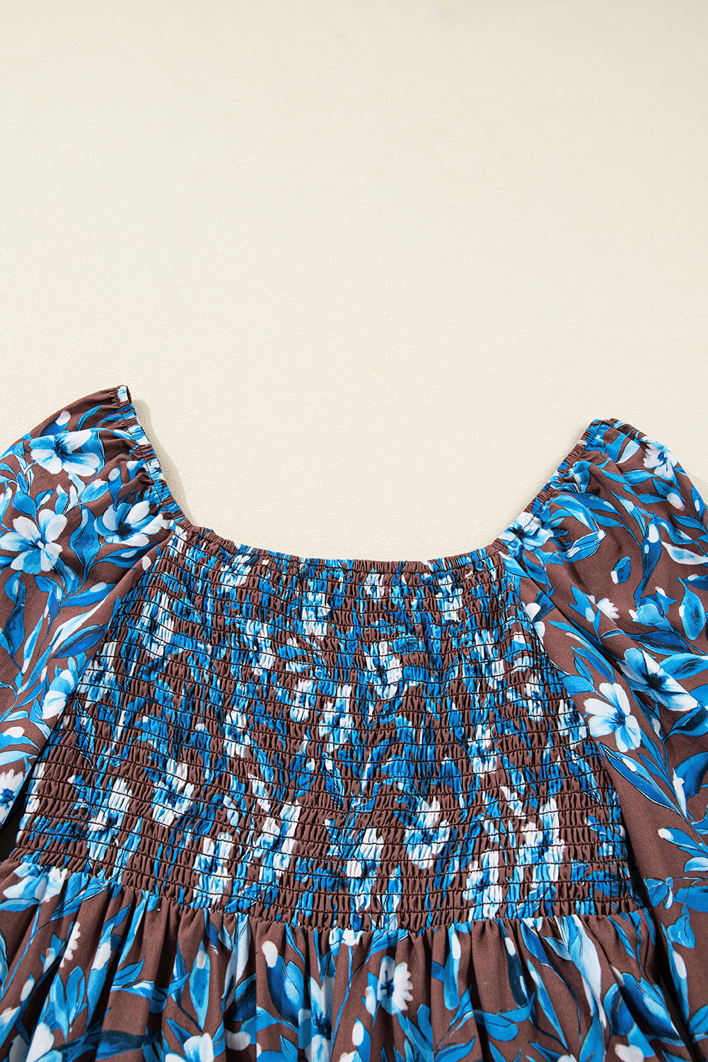Floral Smocked Bodice Ruffle Sleeve Dress