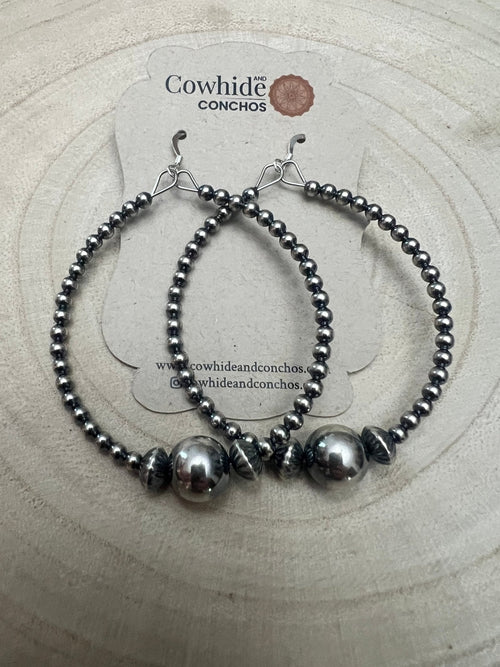 3mm Sterling Pearl Hoops with 10mm Center — 2 inch drop - Rooted & Reckless Co.