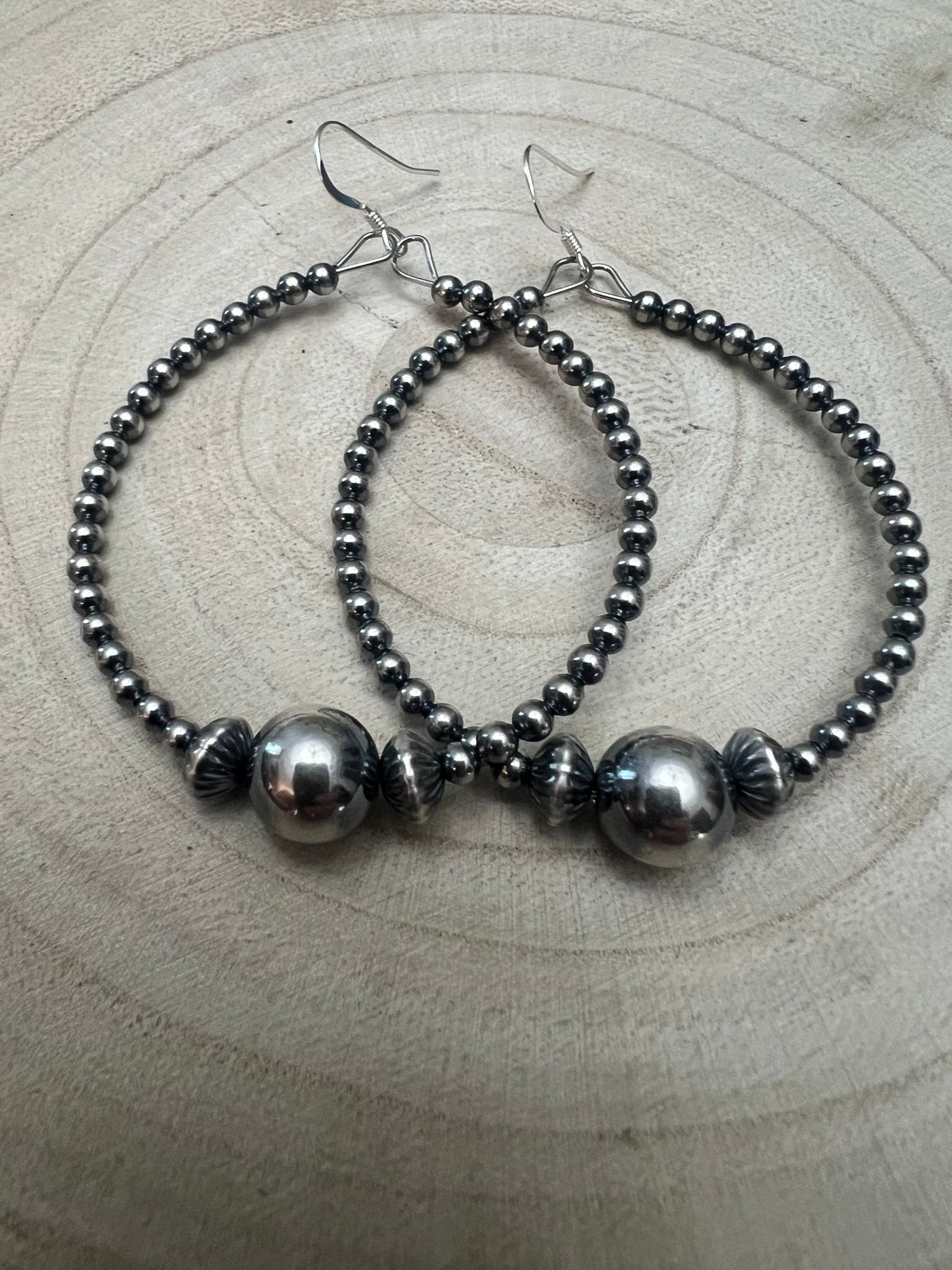 3mm Sterling Pearl Hoops with 10mm Center — 2 inch drop - Rooted & Reckless Co.