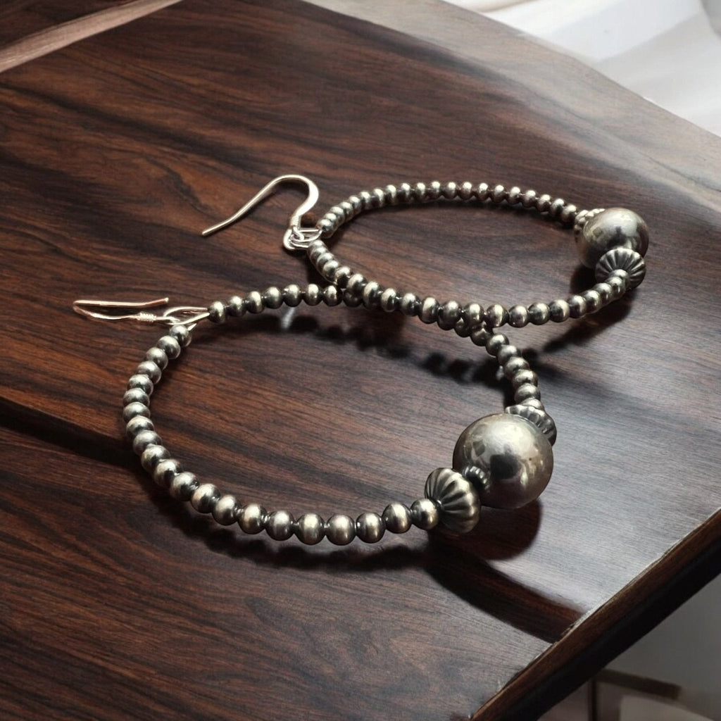 3mm Sterling Pearl Hoops with 10mm Center — 2 inch drop - Rooted & Reckless Co.