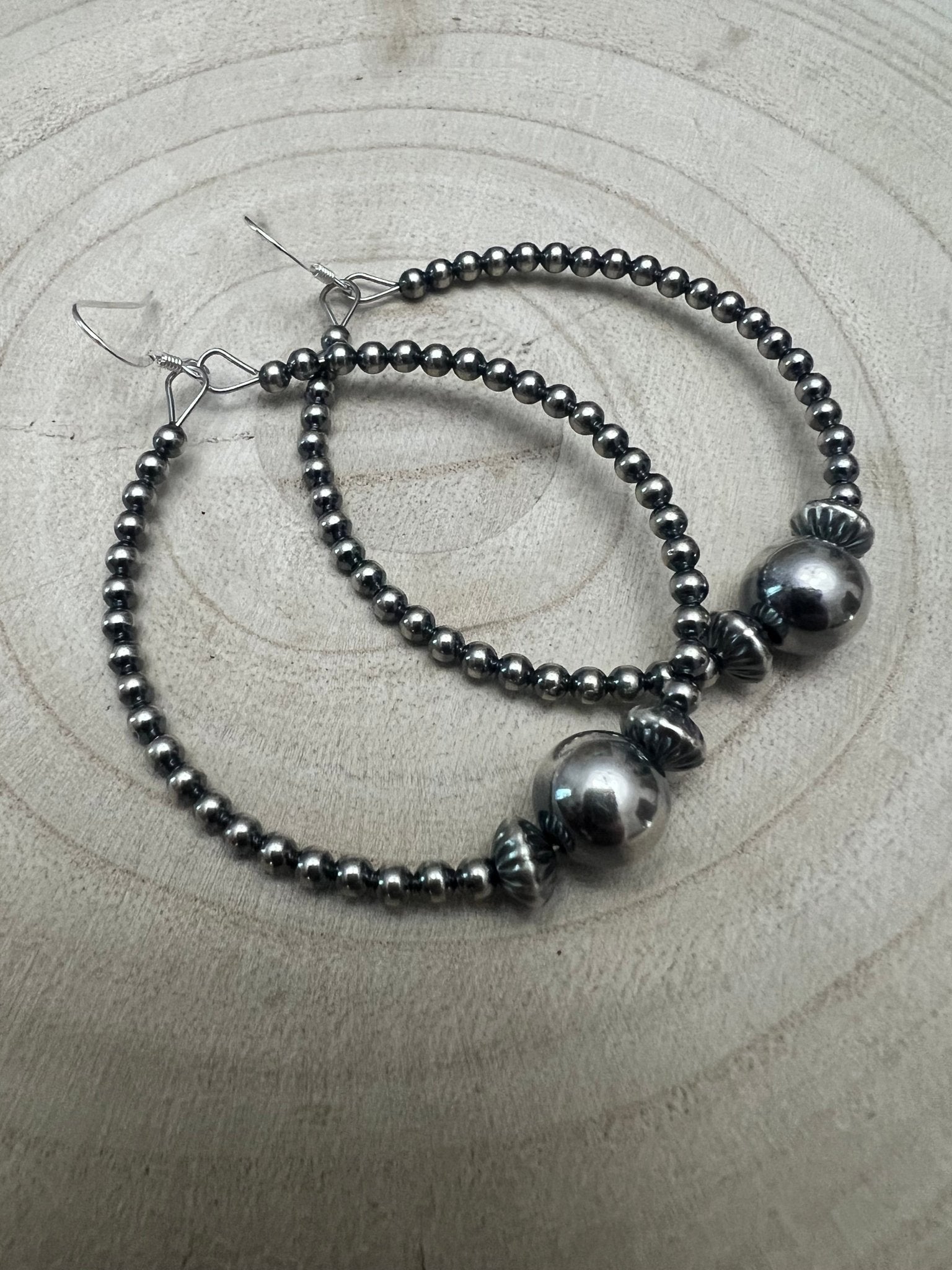 3mm Sterling Pearl Hoops with 10mm Center — 2 inch drop - Rooted & Reckless Co.