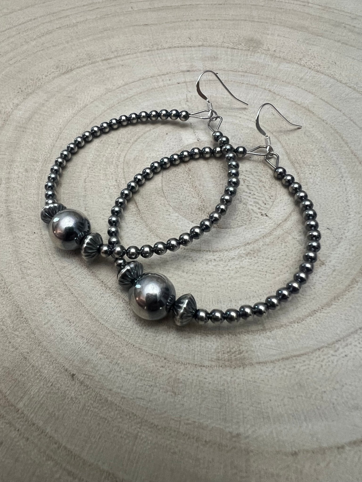 3mm Sterling Pearl Hoops with 10mm Center — 2 inch drop - Rooted & Reckless Co.