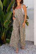 Leopard Bib Wide Leg Jumpsuit