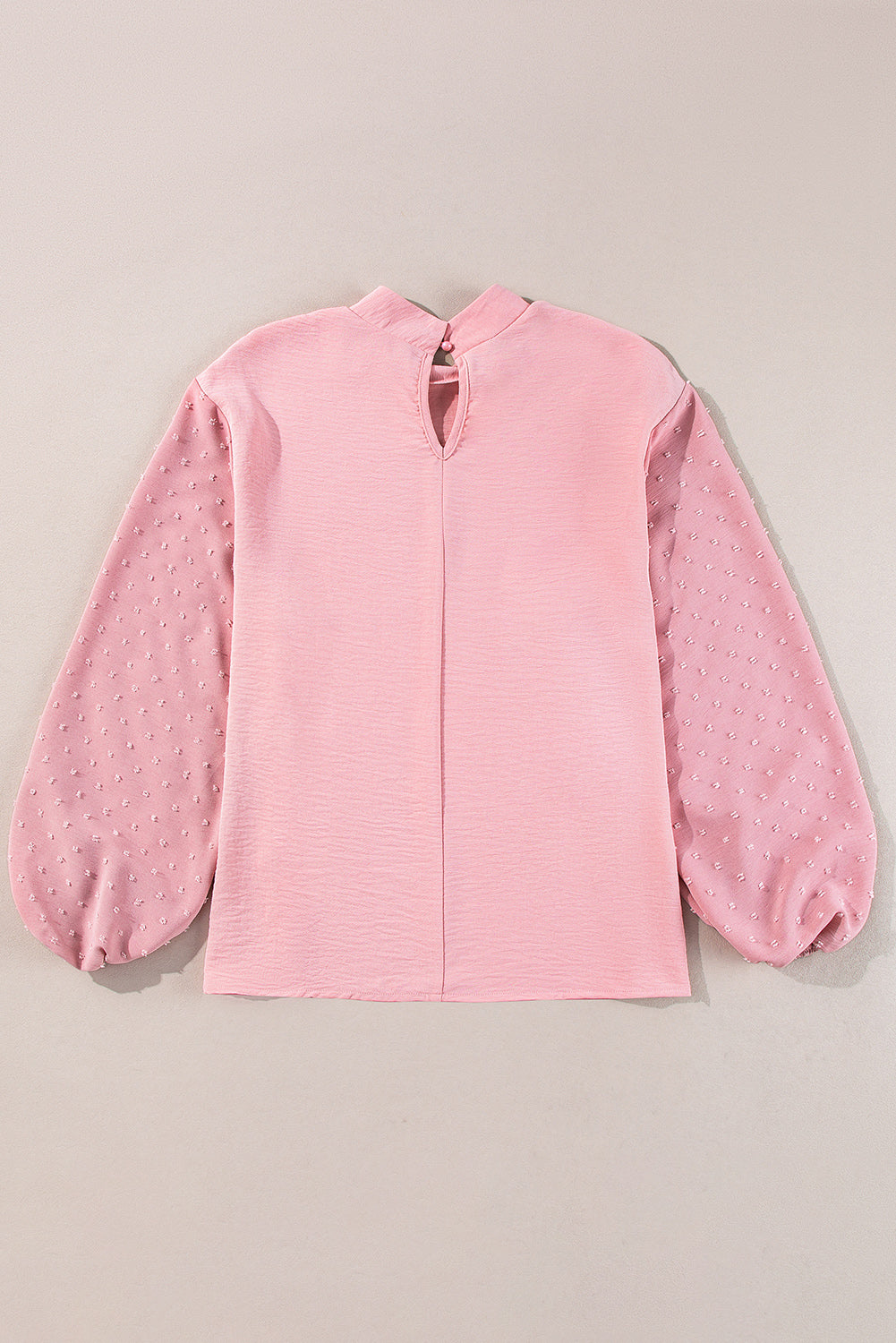 Solid Swiss Dot Balloon Sleeve Blouse
