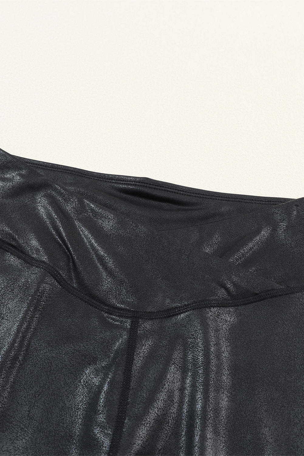 Solid Crossed Dip Waist Leather Leggings