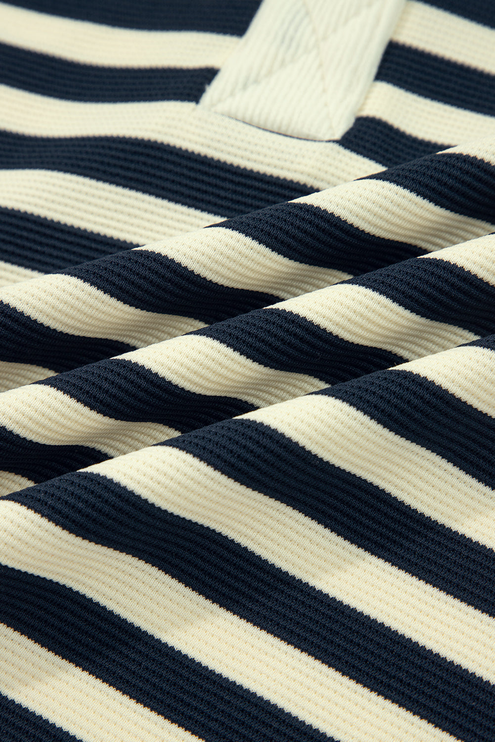 Stripe Collared V-Neck Long Sleeve Top
