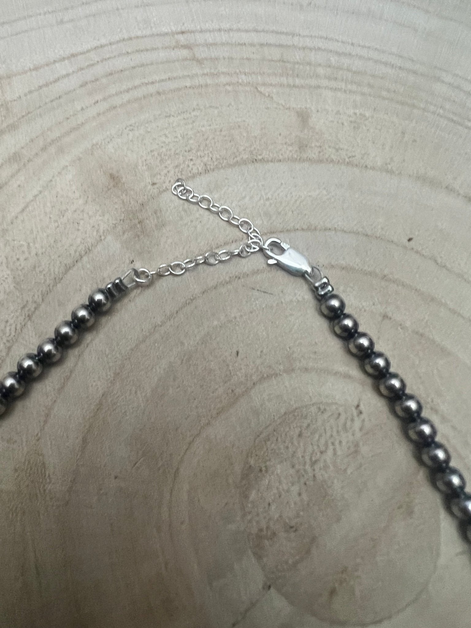 4mm & 5mm Sterling Pearl & Turquoise Choker — 15 inch (Handmade in North Texas) - Rooted & Reckless Co.