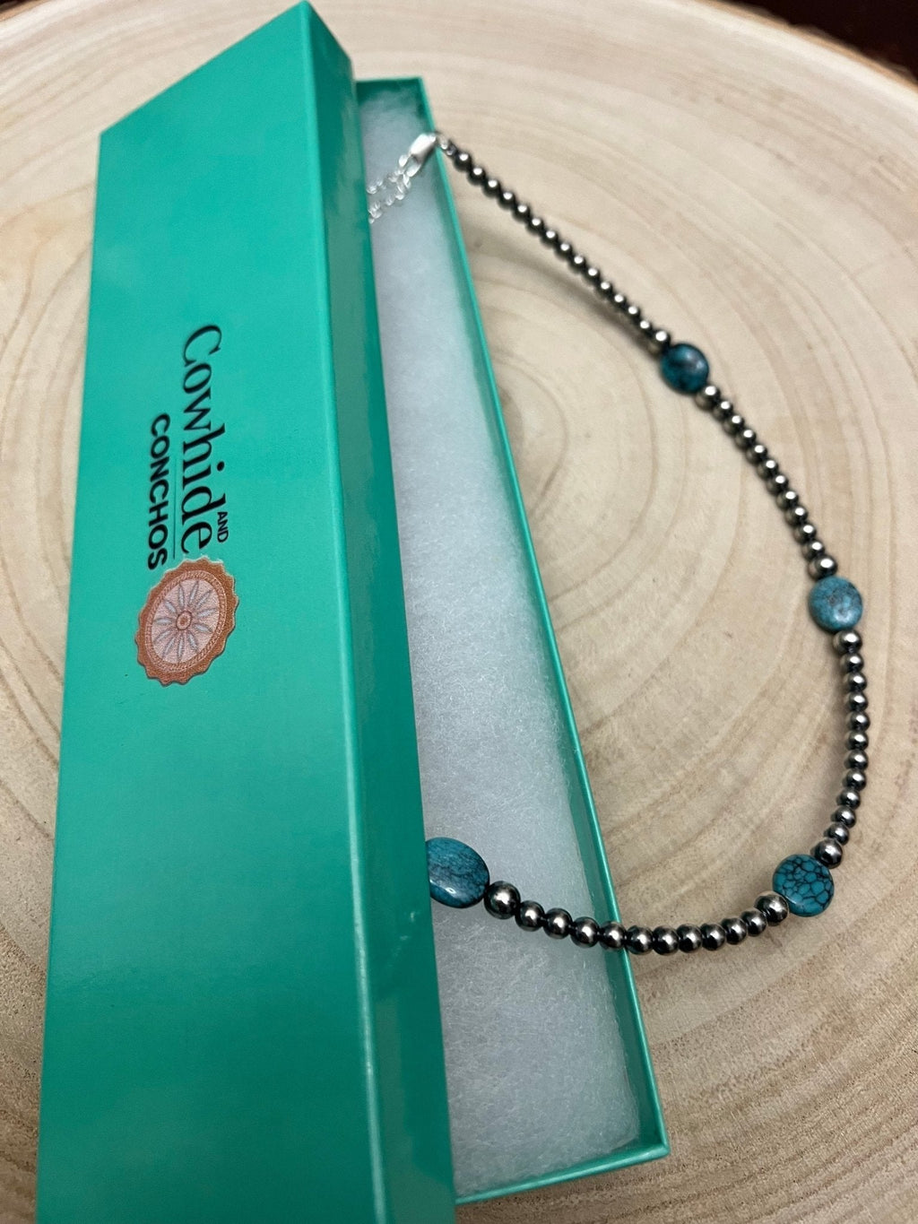 4mm & 5mm Sterling Pearl & Turquoise Choker — 15 inch (Handmade in North Texas) - Rooted & Reckless Co.