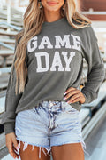 GAME DAY Textured Long Sleeve Crewneck Top