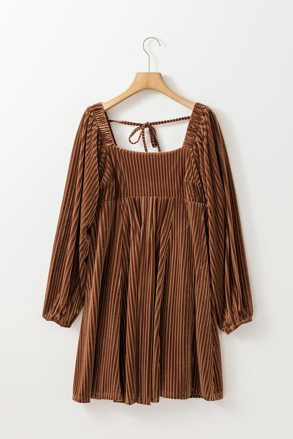 Velvet Tie-Back Square Neck Babydoll Dress