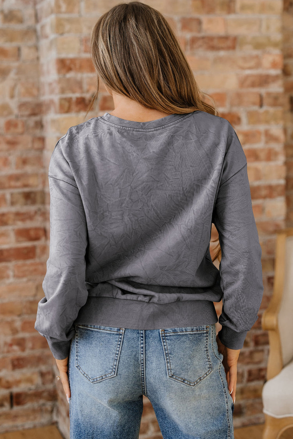 Saved by Grace Embroidered Mineral Wash Loose Sweatshirt