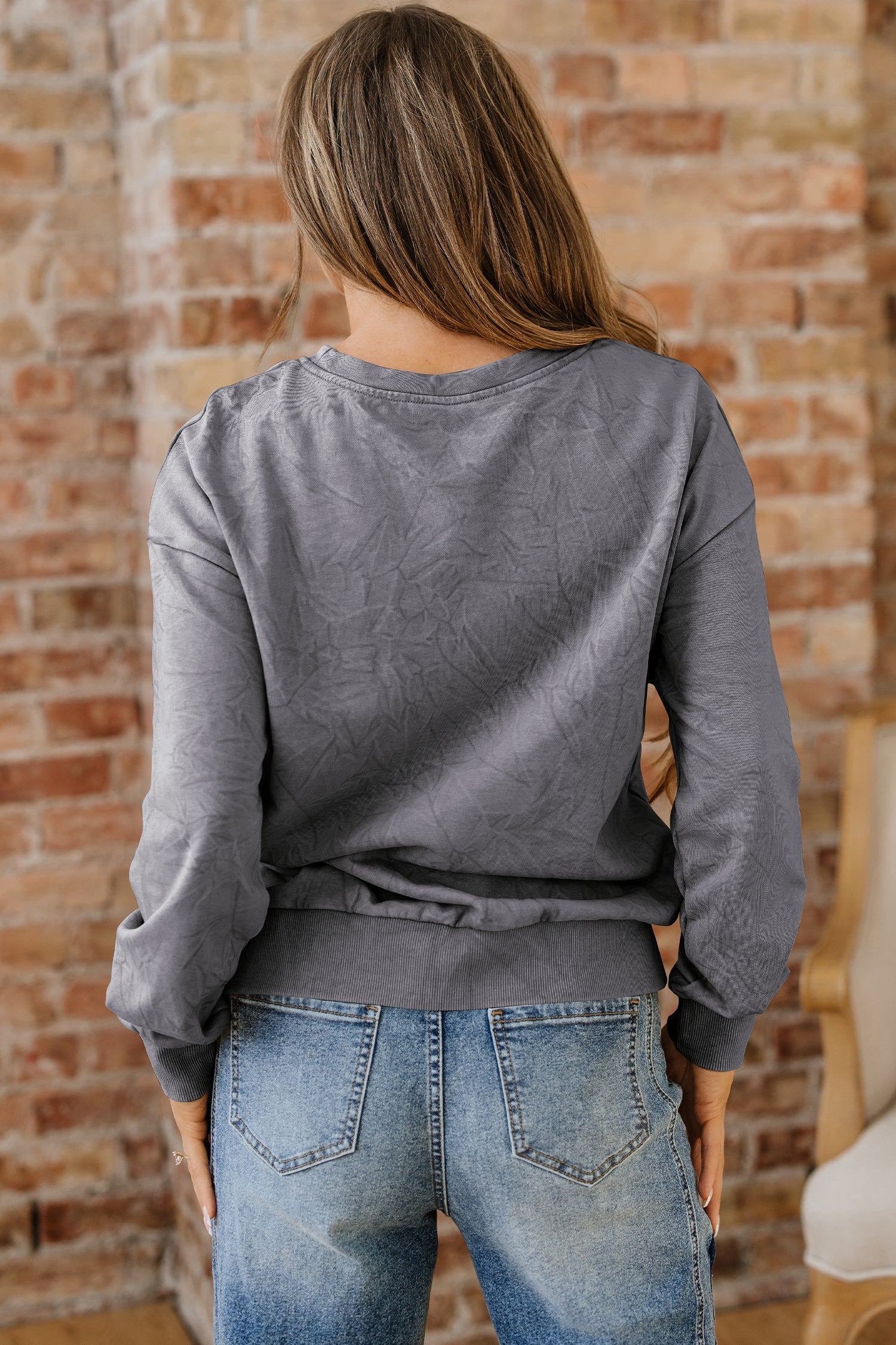 Saved by Grace Embroidered Mineral Wash Loose Sweatshirt