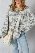 Camo Reverse Seam Drop Shoulder Sweatshirt