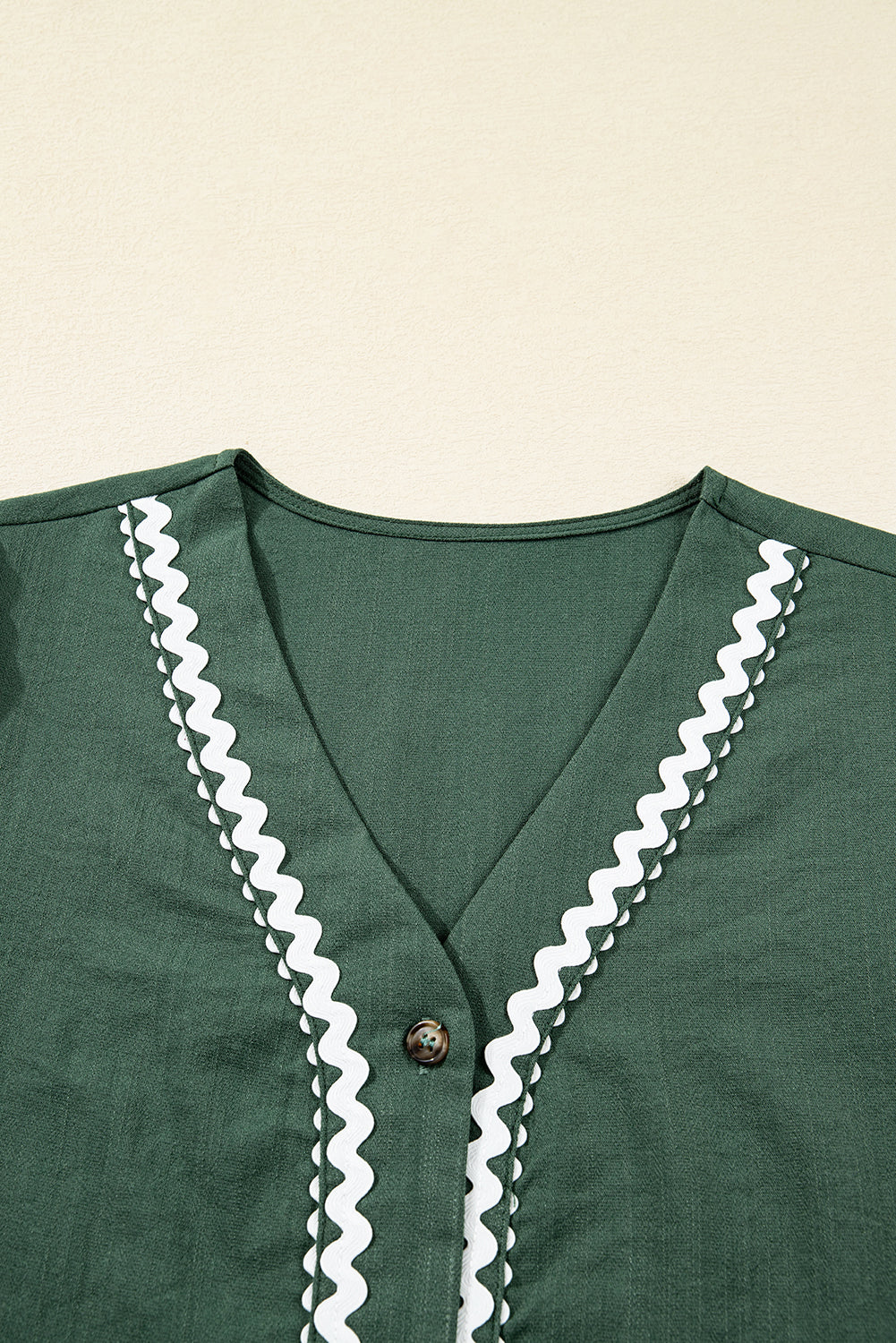 Colorblock Ricrac Trim Button 3/4 Sleeves Mini Dress