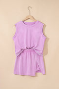Mineral Wash Tank Top and Lined Split Skirt Set