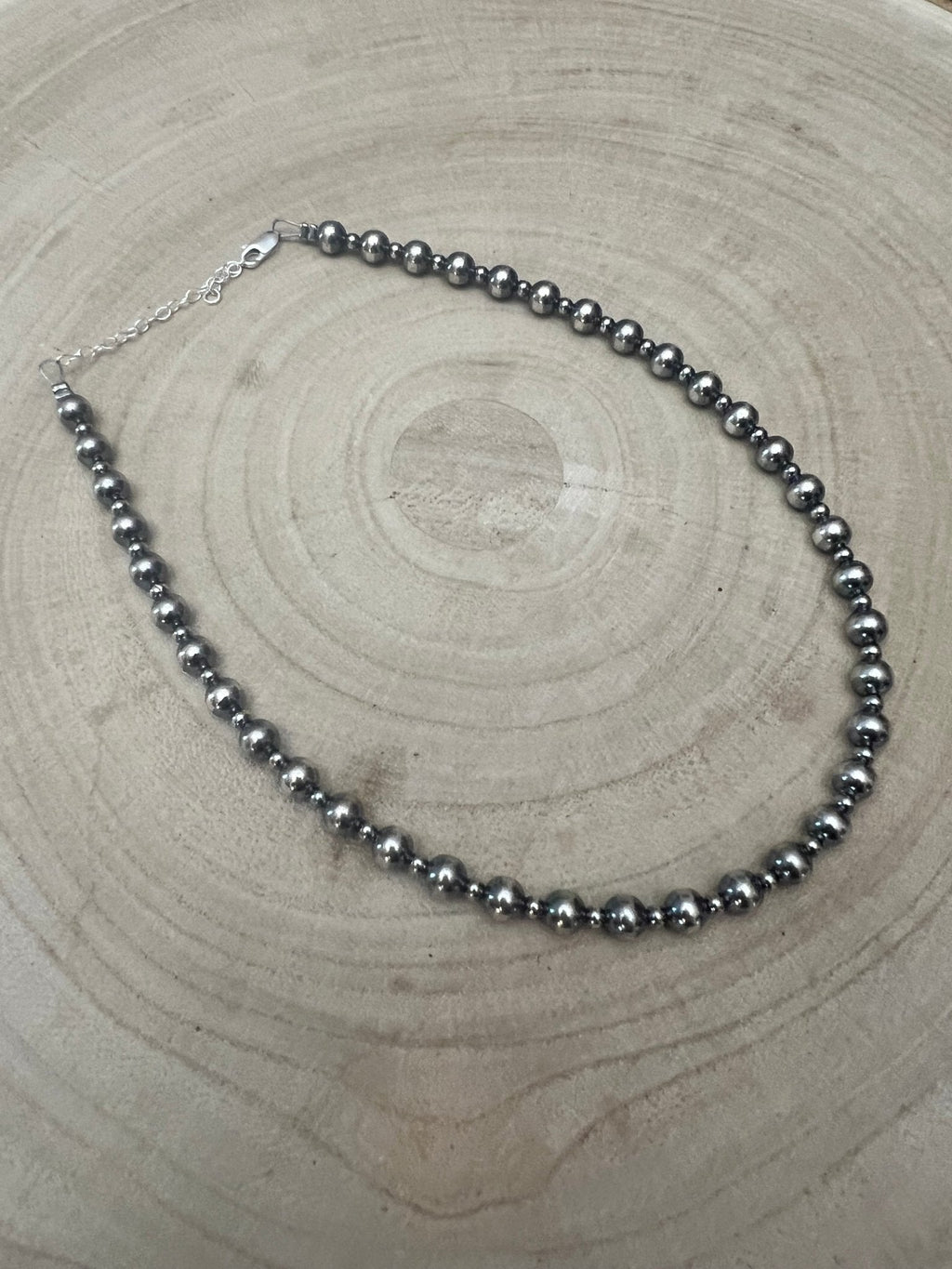 6mm & 3mm Sterling Pearl Choker — 14 inch - Rooted & Reckless Co.
