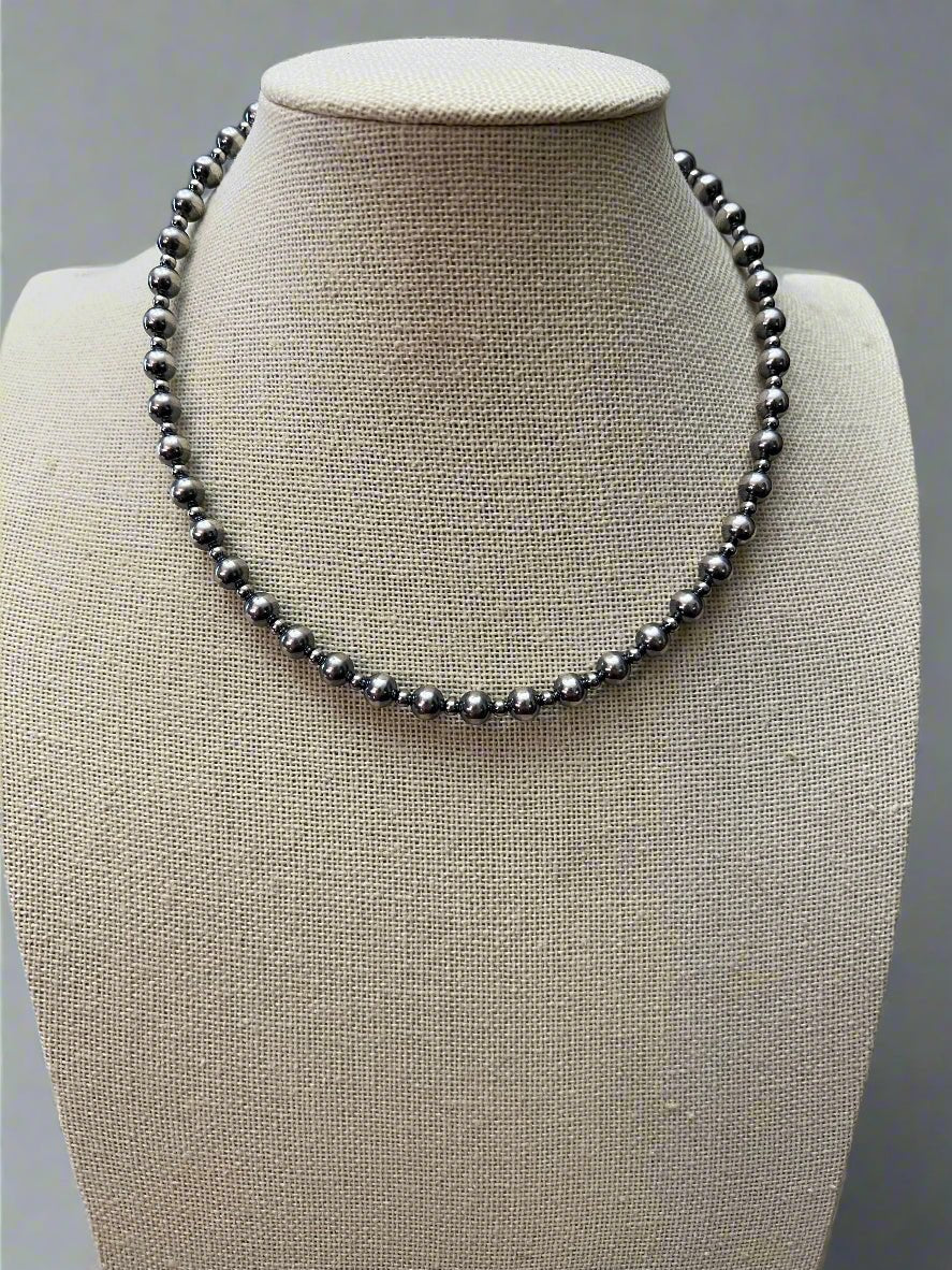 6mm & 3mm Sterling Pearl Choker — 14 inch - Rooted & Reckless Co.