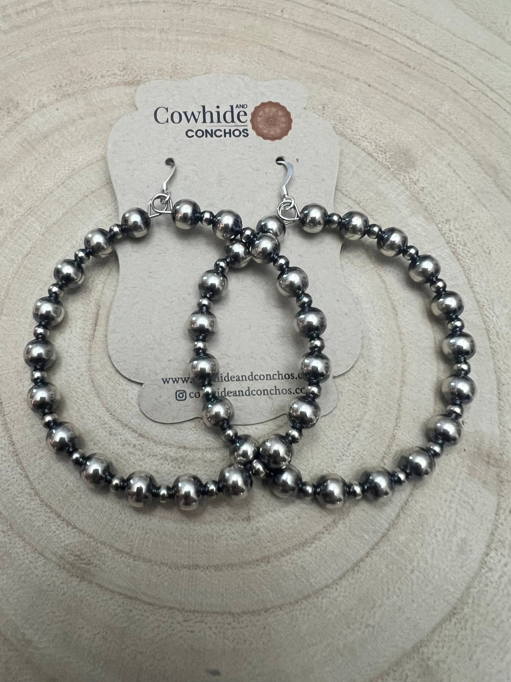 6mm & 3mm Sterling Pearl Hoop Earrings — 2 inch Drop - Rooted & Reckless Co.